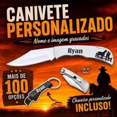Canivete De Bolso Personalizado + Chaveiro Abridor Brinde Pe de galinha Com seu Nome Logo Envio Já