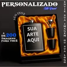 Kit Cantil Personalizado Inox Porta Bebida Whisky Caixa Copos Funil Presente Personalização Laser