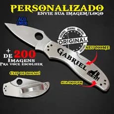 Canivete De bolso Personalizado Com Clip Presilha Bolso Inox Pica Pau Moderno Premium Agro Envio Ja