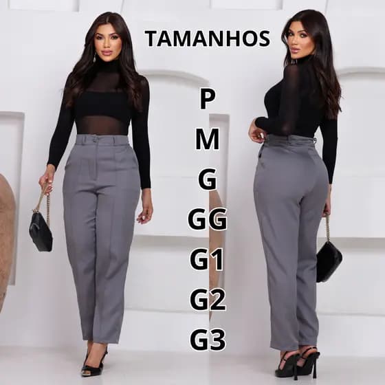 Calça Feminina Social Alfaiataria Reta Do P ao G3 Elegante
