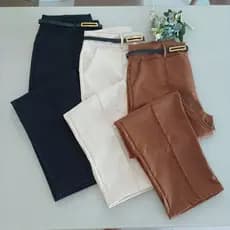 Calça Alfaiataria Feminina Plus Size Com Zíper e Botão Acompanha o Cinto Moda