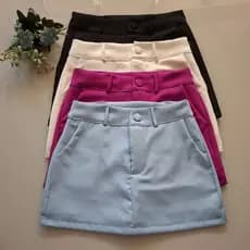 Short Saia Alfaiataria Feminina Com Botão