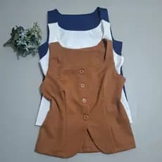 Colete Feminino Alfaiataria Premium Alça Larga Gola Quadrada Elegante Luxo