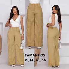 Calça Pantalona De Linho Feminina  Social Elegante