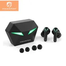 H'maston RS-30 Fone De Ouvido Gamer Sem Fio Bluetooth 5.3 Intra-auricular com Microphone e Luz LED