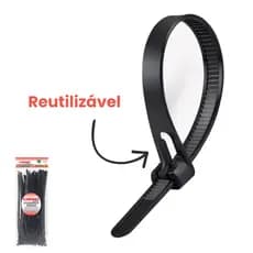 Abraçadeira Nylon Reutilizável  Kit Pacote com 50 Unidades  7,6mm x 200mm