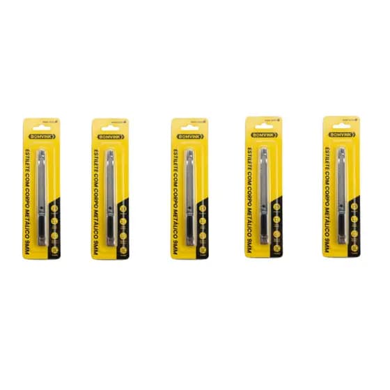 Kit Com 5 Estilete Corpo Metálico Insulfilm Papel Lâmina 9mm