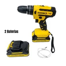 Parafusadeira  21V Com 2 Baterias Bomvink Com Maleta Bits e Brocas