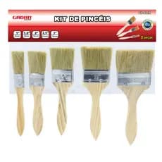 Kit 5 ou 3 Pinceis Trincha Cerdas Naturais de 1" a 3" Polegadas Profissional