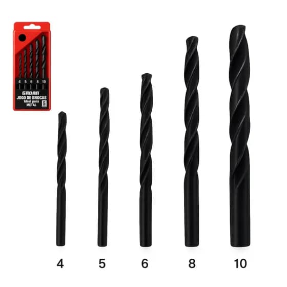 Jogo Com 5 Brocas Para Metal Aço Rápido