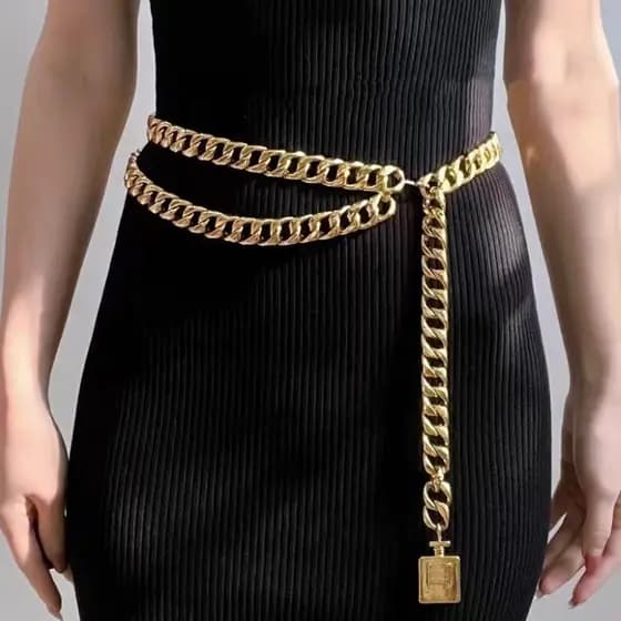 Mulheres Meninas Marca Ouro Metal Corrente Garrafa Charme Vestido Cintura Cinto Presente