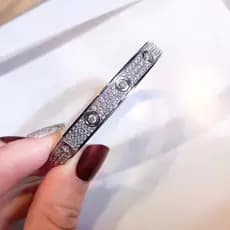 Unissex Feminino Masculino Bling Brilhante Completo Zircônia Cúbica Titânio Parafuso De Aço Inoxidável Amor Pulseira Jói