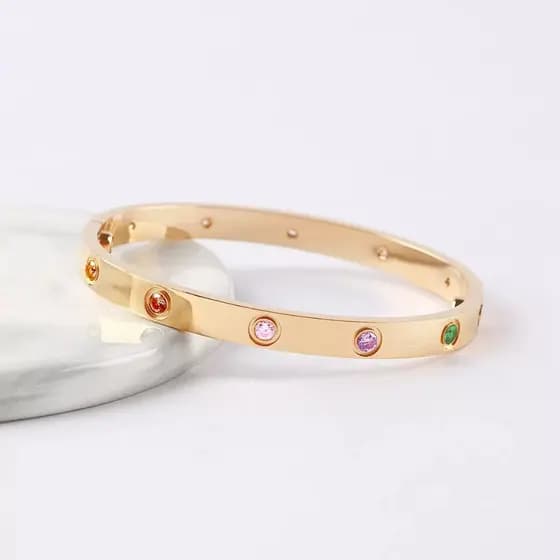 Amantes Unissex Mulheres Pulseiras Titânio Aço Parafuso De Pedra Colorida Femme Bijoux Jóias De Alta Qualidade