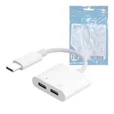 Adaptador OTG TIPO- C para 2 TIPO-C Áudio e Carregador 2.1A INOVA CBO-7136