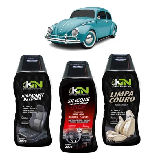 Kit 3 Produtos Limpa Couro Restauração Interna Perfumado Carro Moto Estofados
