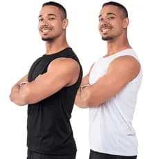 Kit 2 Peças Regatas Masculina Dryfit Lisa Básica Treino Academia Confortável Dia a Dia Camiseta Leve Plus Size Slim