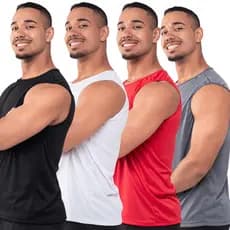 Kit 4 Peças Regatas Masculina Dryfit Lisa Básica Treino Academia Confortável Dia a Dia Camiseta Leve Plus Slim Size