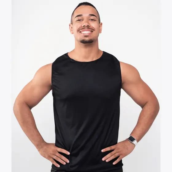 Regata Masculina Dryfit Preta Lisa Básica Treino Academia Confortável Camiseta Tecido Leve Slim Plus