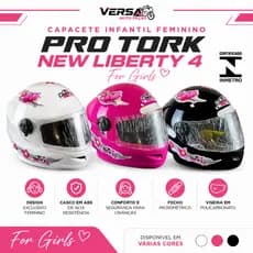Capacete Infantil Pro Tork Liberty Four Kids For Girls Com Viseira transparente | Certificado INMETRO