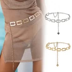 Cinto Corrente Feminino Corrente Oca Simples Versátil de Moda Vestido com Cinto na Cintura Metal