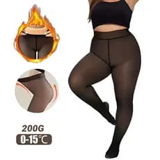Meia Calça Legging Grossa Plus Size com Pelúcia Interna Bloqueio Térmico Inverno Moda Confortável