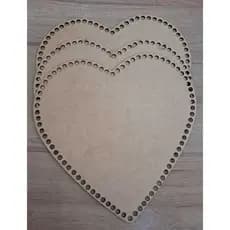 Kit base de croche / fio de malha coração em MDF