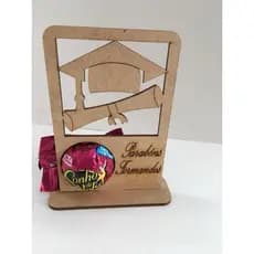 Kit 10 Porta Bombom Formatura MDF Capelo Diploma Gravado a Laser Parabéns Formando - Lembrancinha Colação de Grau