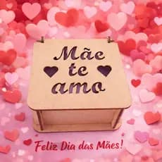 Kit 10 peças Caixa 8x8x5 Mãe Te Amo em MDF - Dia das Mães / Porta Joias / Lembrancinha