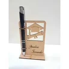 Kit 40 peças Capelo com porta caneta gravado Parabéns Formandos em MDF