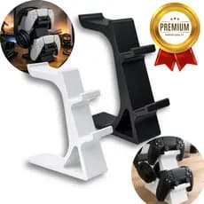 Suporte Gamer para Headset e dois Controles PS5 Xbox Organizador de Mesa Setup Moderno 3D Resistente