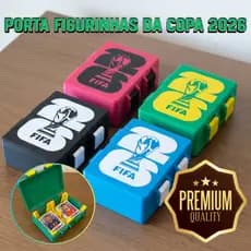 Caixa Porta Figurinhas Copa do Mundo 2026 Organizador Compacto Resistente Estojo Coleção Premium 3D+