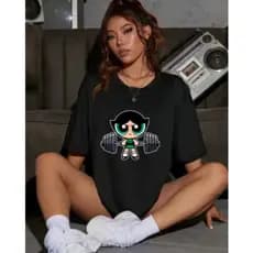 Camiseta Feminina 100% Algodão Camisa Estampada Meninas Super Poderosas Docinho Maromba Academia