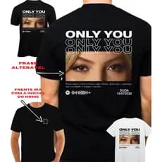 Camiseta Casal Only You Modelo Unissex Oversized ou Básica Olhos Olhar Foto GIRLFRIEND Personalizada
