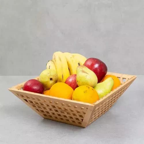 Fruteira vazada de bambu 28cm - Oikos