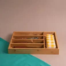 Porta talheres vazado de bambu 36cm - Oikos