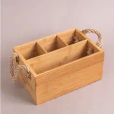 Porta Talheres De Bambu Com Alça Natural - Oikos