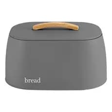 Porta Pão Grande Lata Pães Metalla Bread Com Tampa Sense Ou Cinza