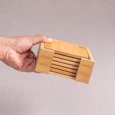 Jogo de porta copos de bambu com 6 peças - Oikos