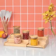 Rack escadinha organizador de temperos de bambu extensível - Oikos