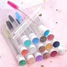 10 Pçs Escovinhas Para Extensão De Cílios Com Tubo Aplicador  EyeLash Cabo Glitter Cores Misto Substituível Reutilizável