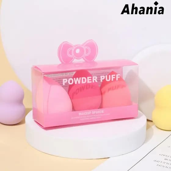 Ahania 3 Esponjas De Maquiagem Puff Formato de Gota, Cortado Chanfrado, Para Base Líquida Corretivo Super Macia Lavável