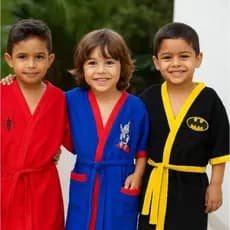 Roupão de Banho Infantil Atoalhado Juvenil Adolescente Personagens Felpudo Bordado