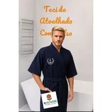 Roupão de Banho Adulto Atoalhado Unissex  Felpudo Bordado.