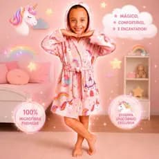 Roupão Infantil Com Capuz Inverno Manta Fleece Manga Longa Microfibra Menino e Menina