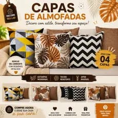 Kit Capas de Almofada Gorgurinho c/ Zíper 45x45cm Estampadas Modernas 4/6/8 Unidades