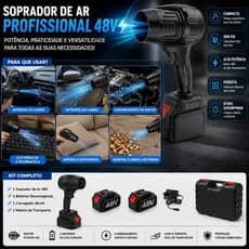 Soprador De Ar 48V Sem Fio Com 2 Baterias Turbo Limpeza Automotiva Profissional Portátil