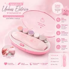 Cortador e Lixa Elétrica de Unhas Bebê Infantil Rosa Seguro Silencioso Recém-Nascido