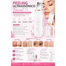 Peeling Ultrassônico Facial Removedor de Cravos Limpeza Profunda Esfoliante Recarregável