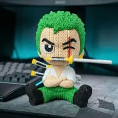 Boneco Roronoa Zoro One Piece 3D Estilo Crochê Amigurumi Articulado Decorativo