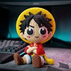 Boneco Luffy One Piece 3D Estilo Crochê Amigurumi Articulado Decorativo